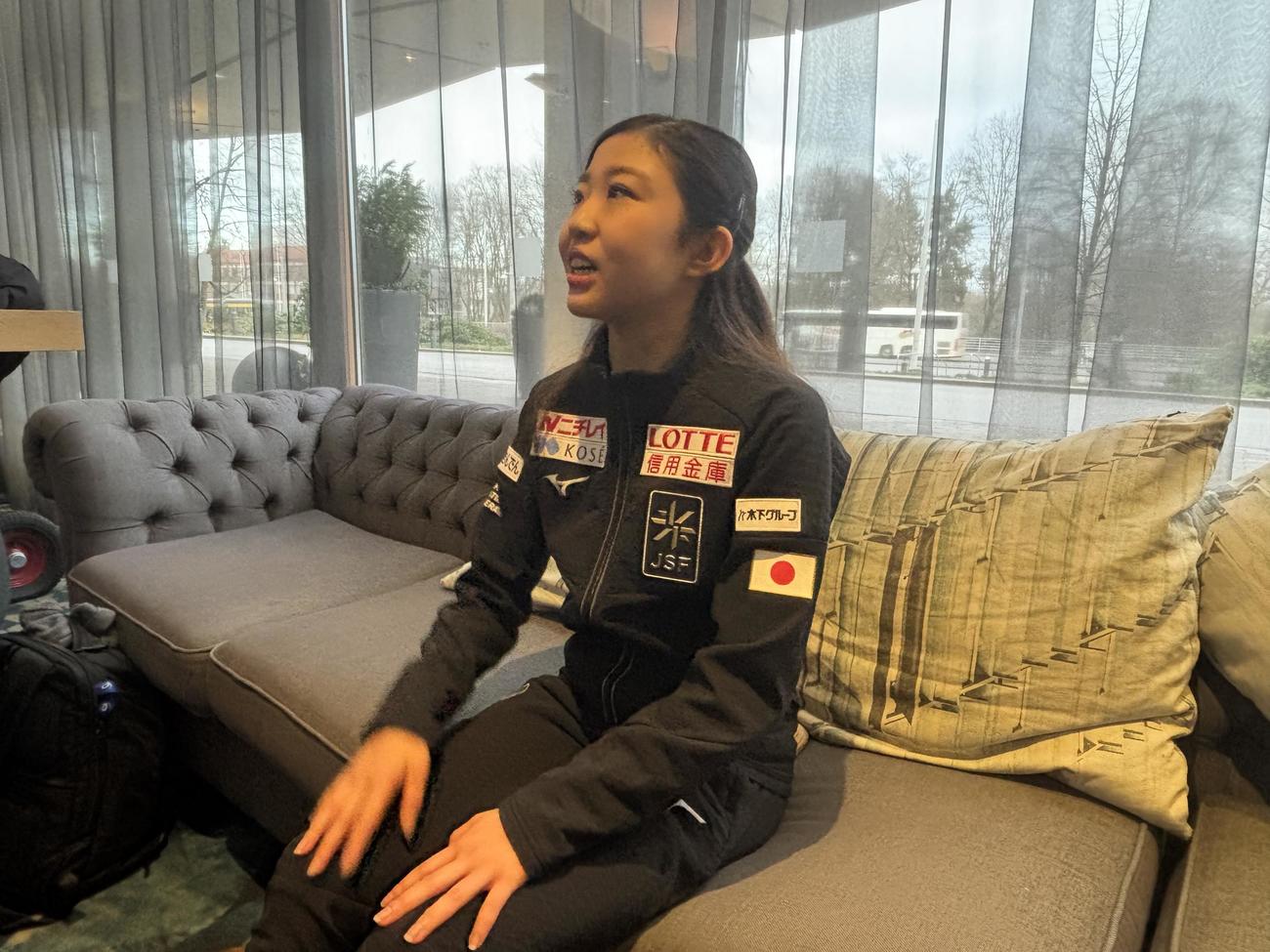 GPフィンランド大会から一夜明け、現地で思いを語る千葉百音（撮影・松本航）