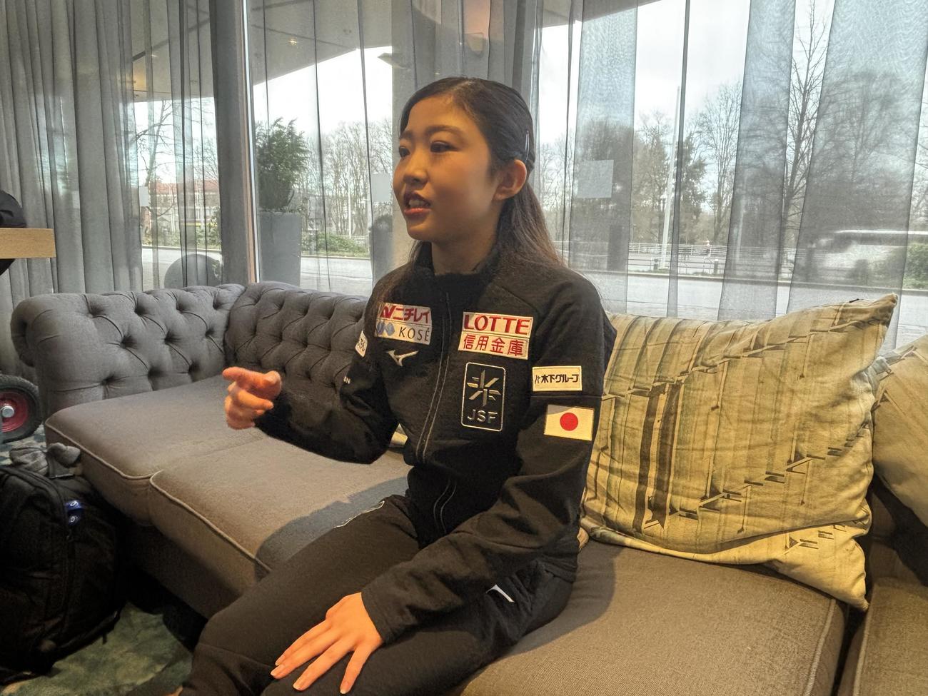 GPフィンランド大会から一夜明け、現地で思いを語る千葉百音（撮影・松本航）