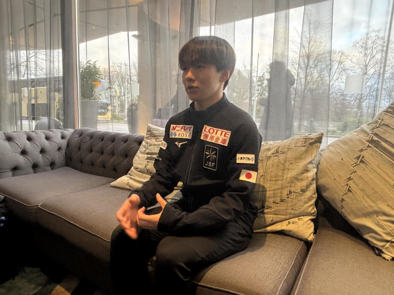 GPフィンランド大会から一夜明け、現地で思いを語る鍵山優真（撮影・松本航）