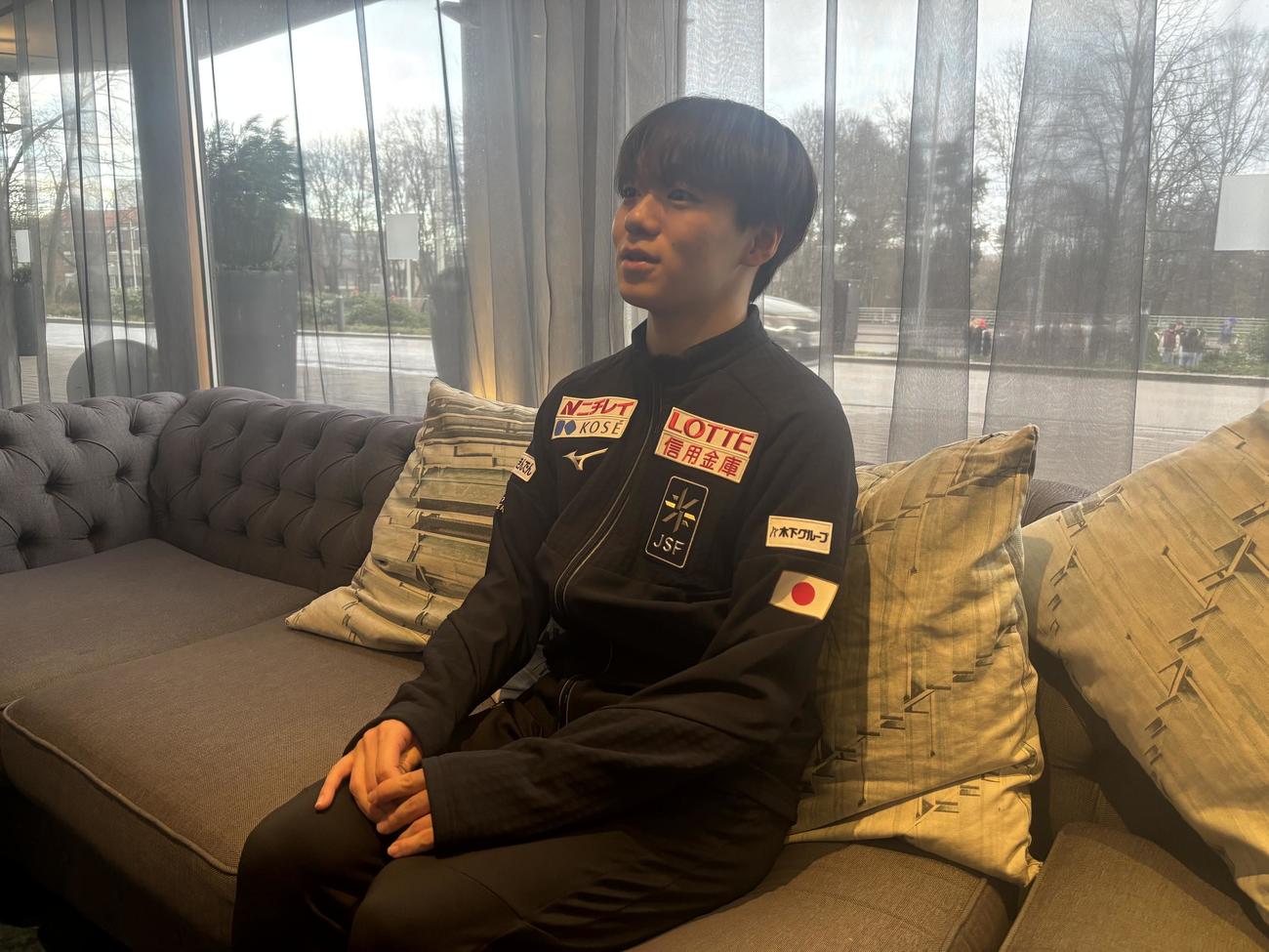 GPフィンランド大会から一夜明け、現地で思いを語る鍵山優真（撮影・松本航）