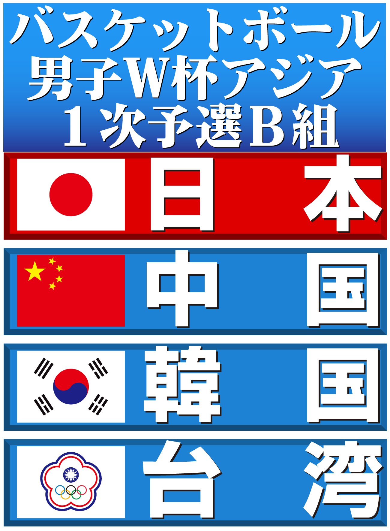 【イラスト】バスケットボール男子W杯アジア１次予選Ｂ組