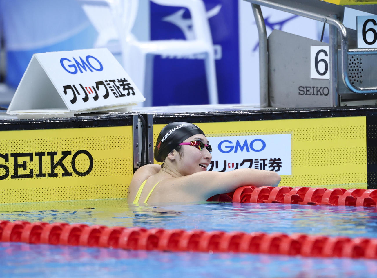 女子100メートルバタフライ決勝　4位に終わった池江（撮影・増田悦実）