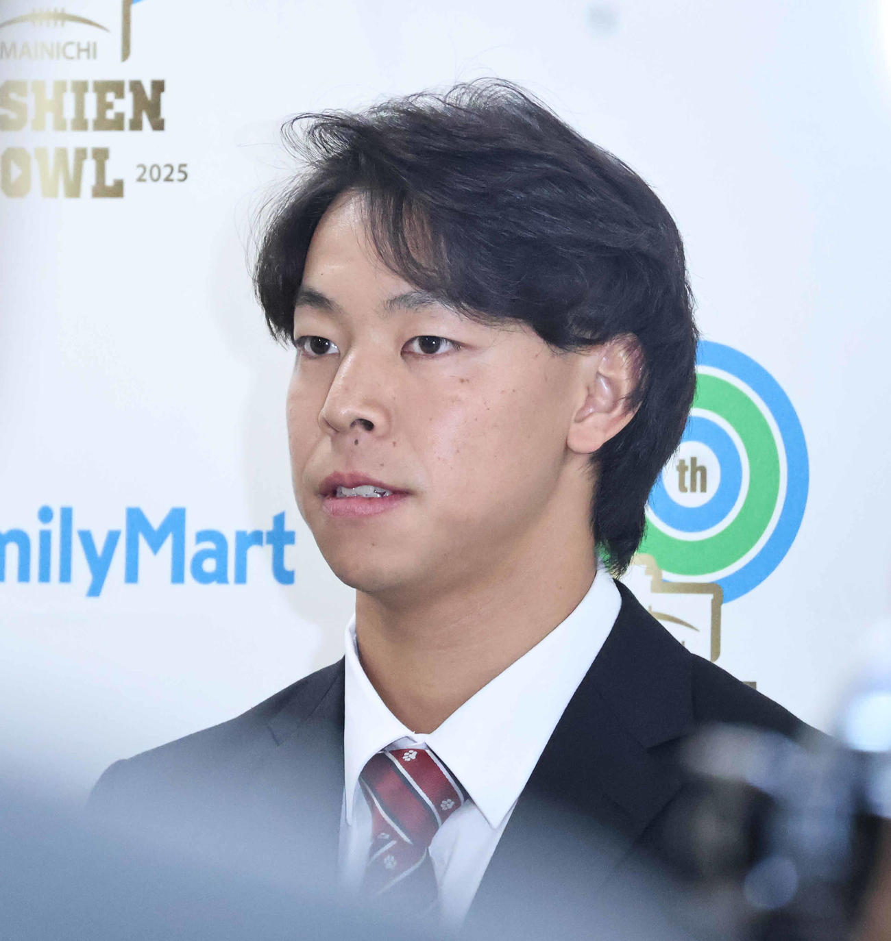 記者会見に出席した立命大の今田甚太郎主将（4年）（撮影・竹本穂乃加）