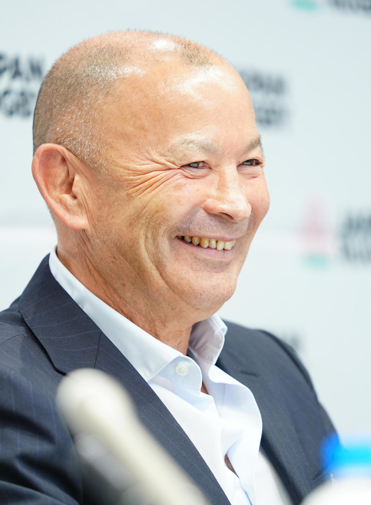 ラグビーW杯オーストラリア大会の組み合わせが決まり会見に臨む日本代表エディー・ジョーンズHC（撮影・垰建太）