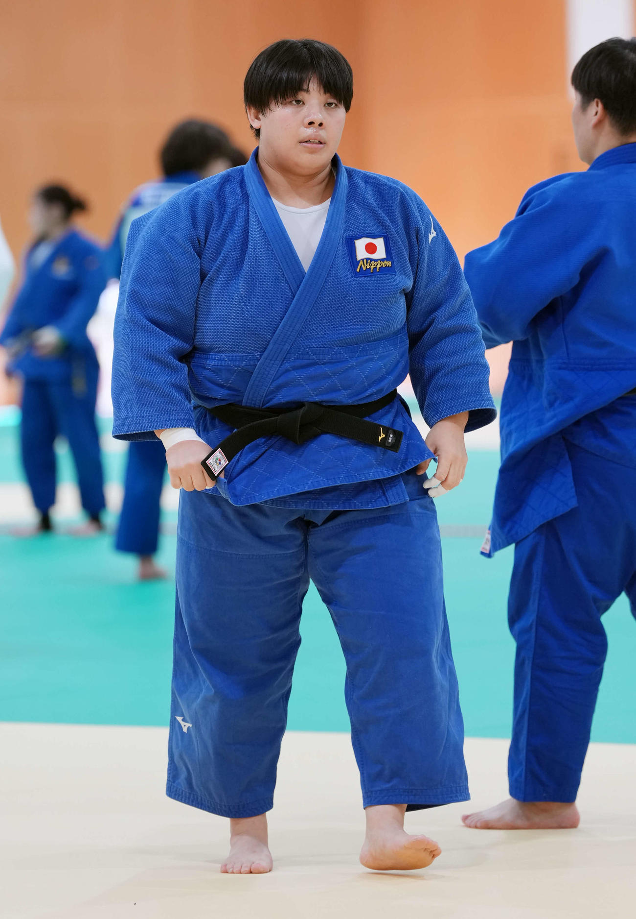 公開練習に臨む女子78キロ超級の素根（撮影・小島史椰）