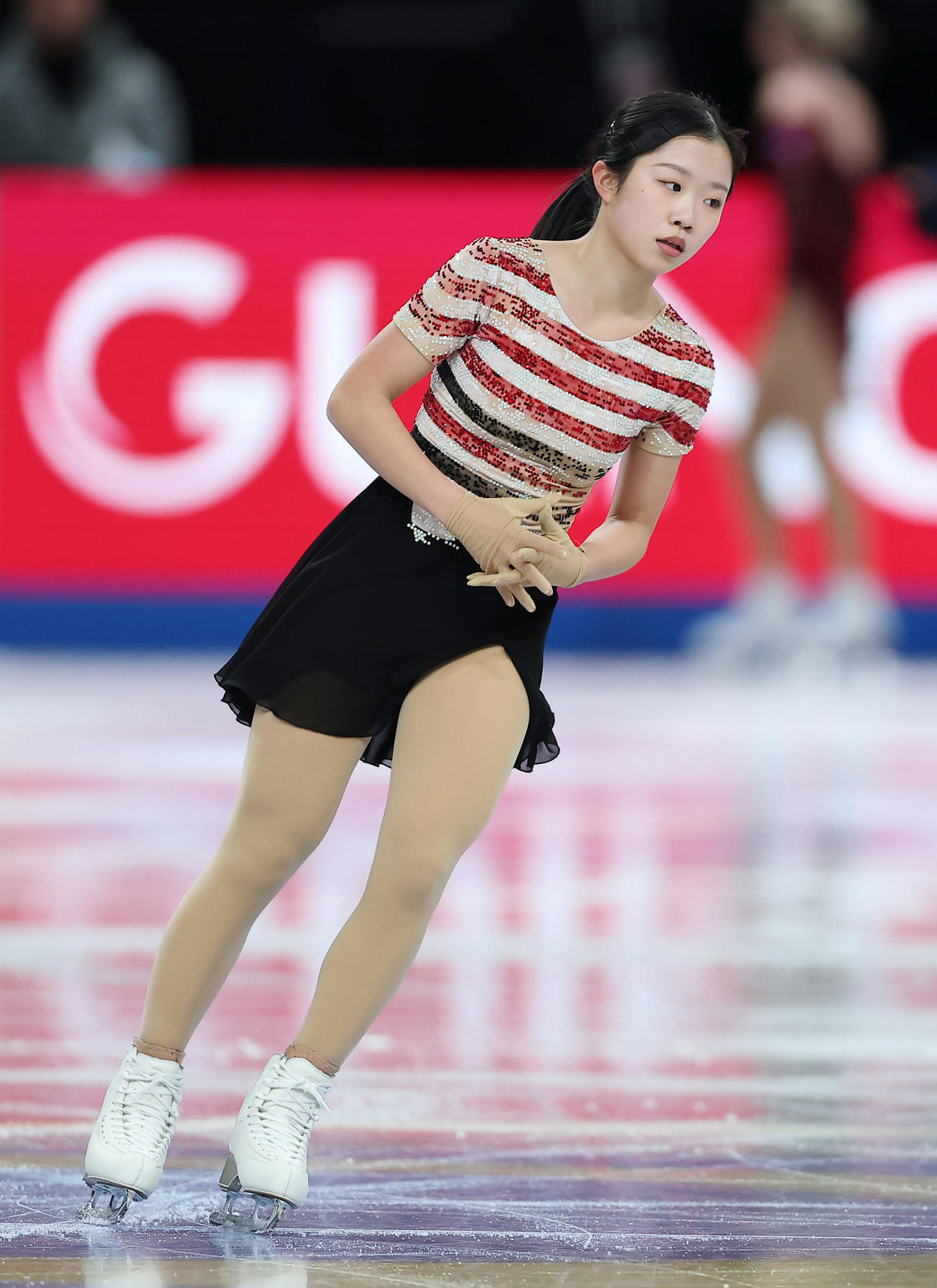 女子SPに向け練習に臨む中井（撮影・前田充）