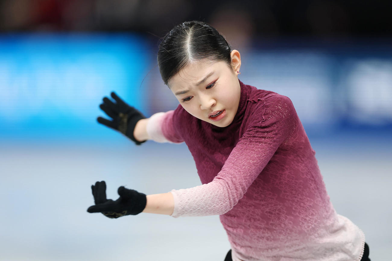 女子フリーに向け練習に臨む千葉（撮影・前田充）