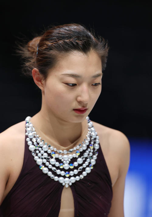 女子フリーに向け練習に臨む坂本（撮影・前田充）