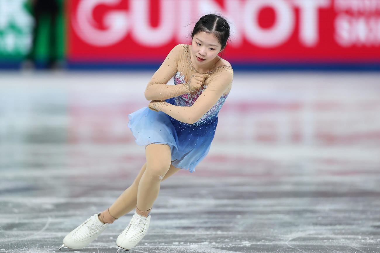女子フリーに向け練習に臨む中井（撮影・前田充）