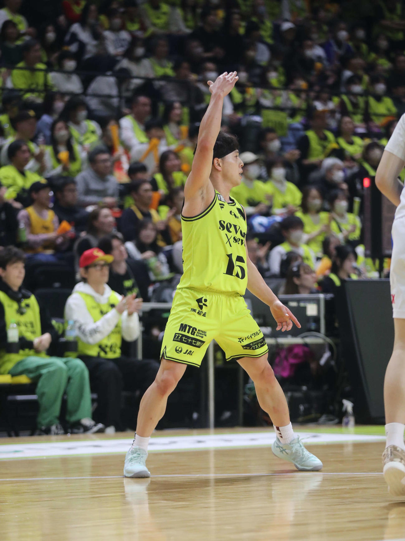 仙台対FE名古屋　指示をだすB1仙台・渡辺（撮影・高橋香奈）
