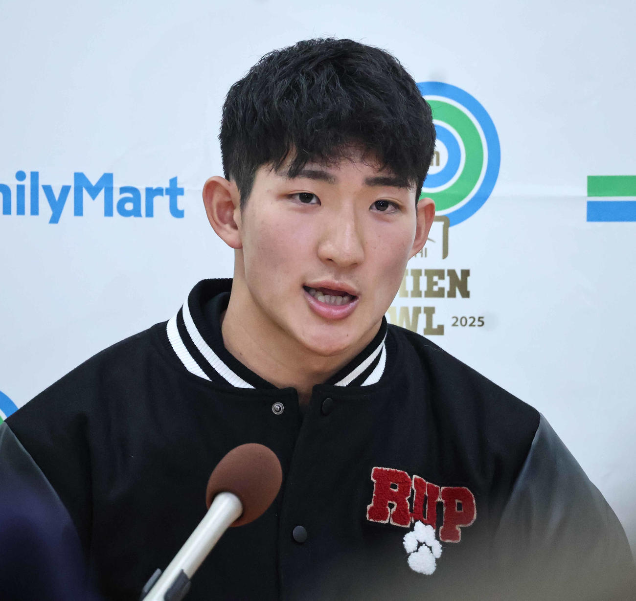 会見に出席した立命大のDL山口祥太朗（撮影・竹本穂乃加）