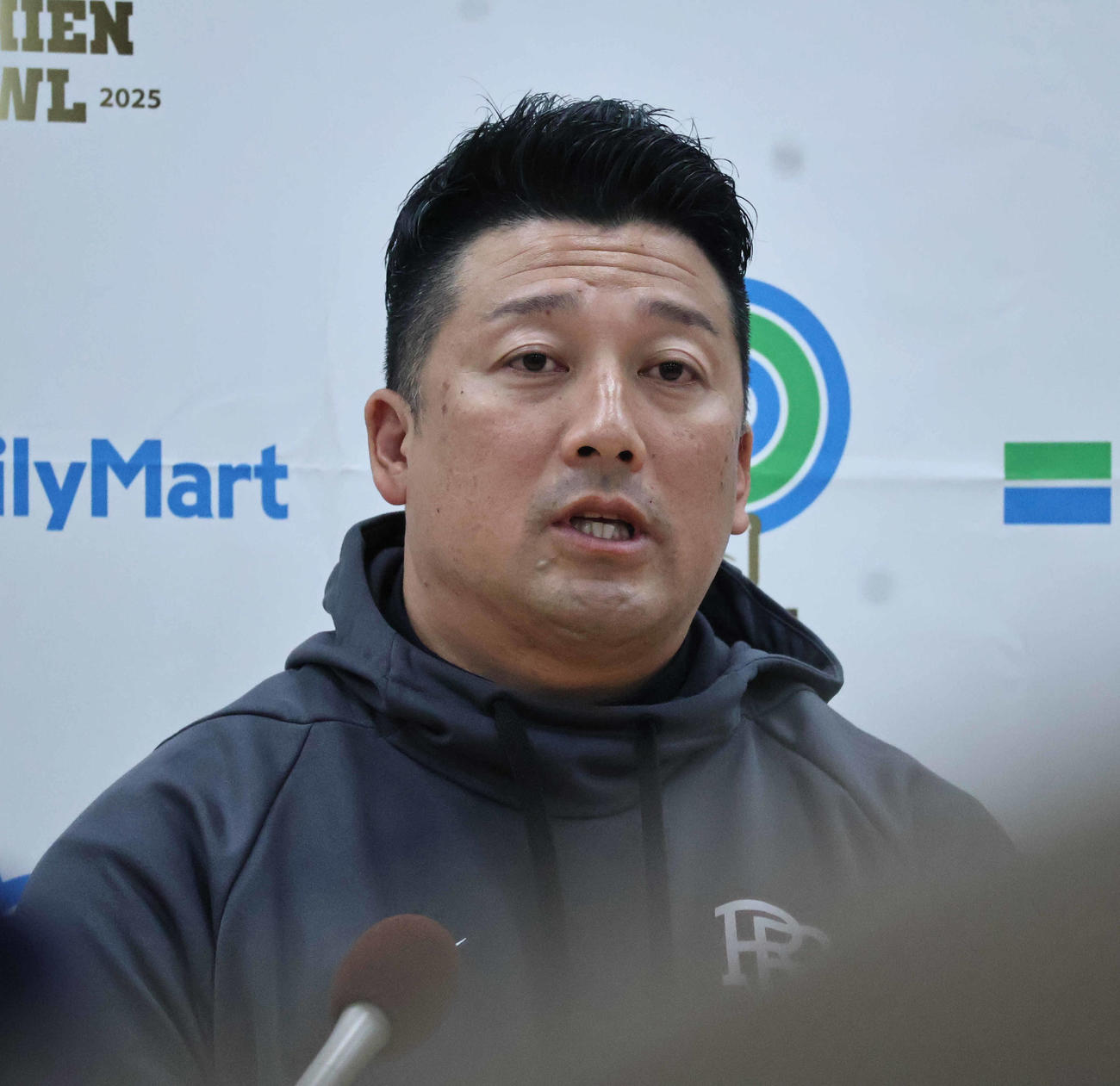 会見に出席した立命大の高橋健太郎監督（撮影・竹本穂乃加）