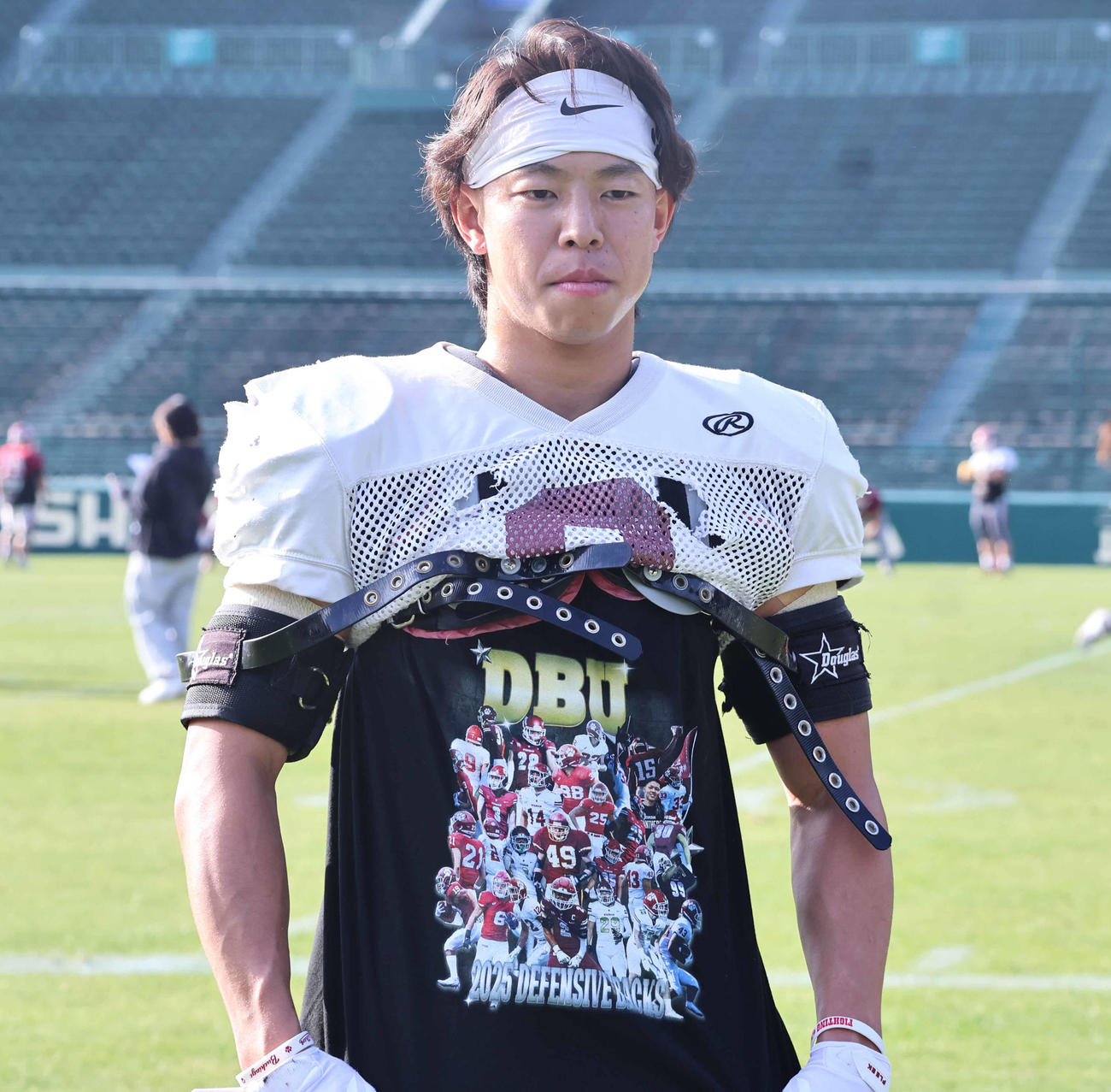 会場で練習に臨んだ立命大の今田甚太郎主将（撮影・竹本穂乃加）