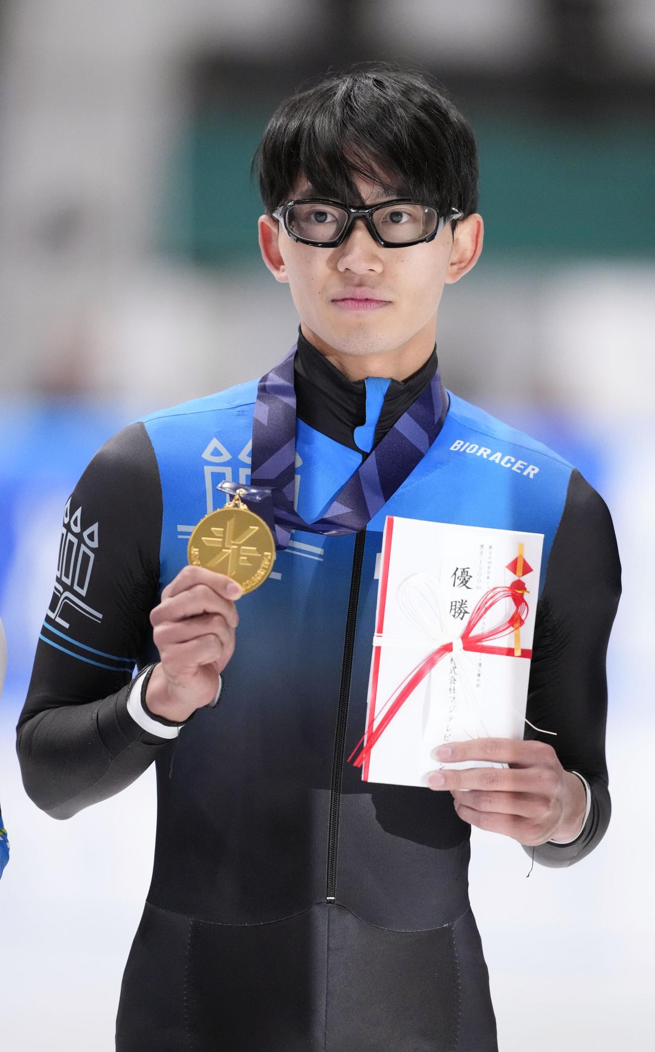 男子1500ｍで優勝した松林佑倭（共同）