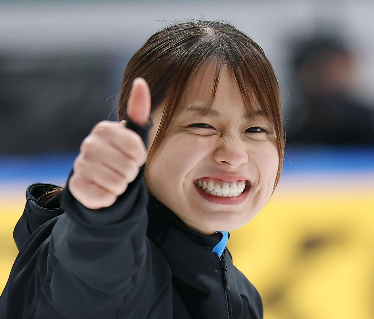 ショートトラック女子500、1000、1500メートルで3冠を達成した長森（撮影・前田充）