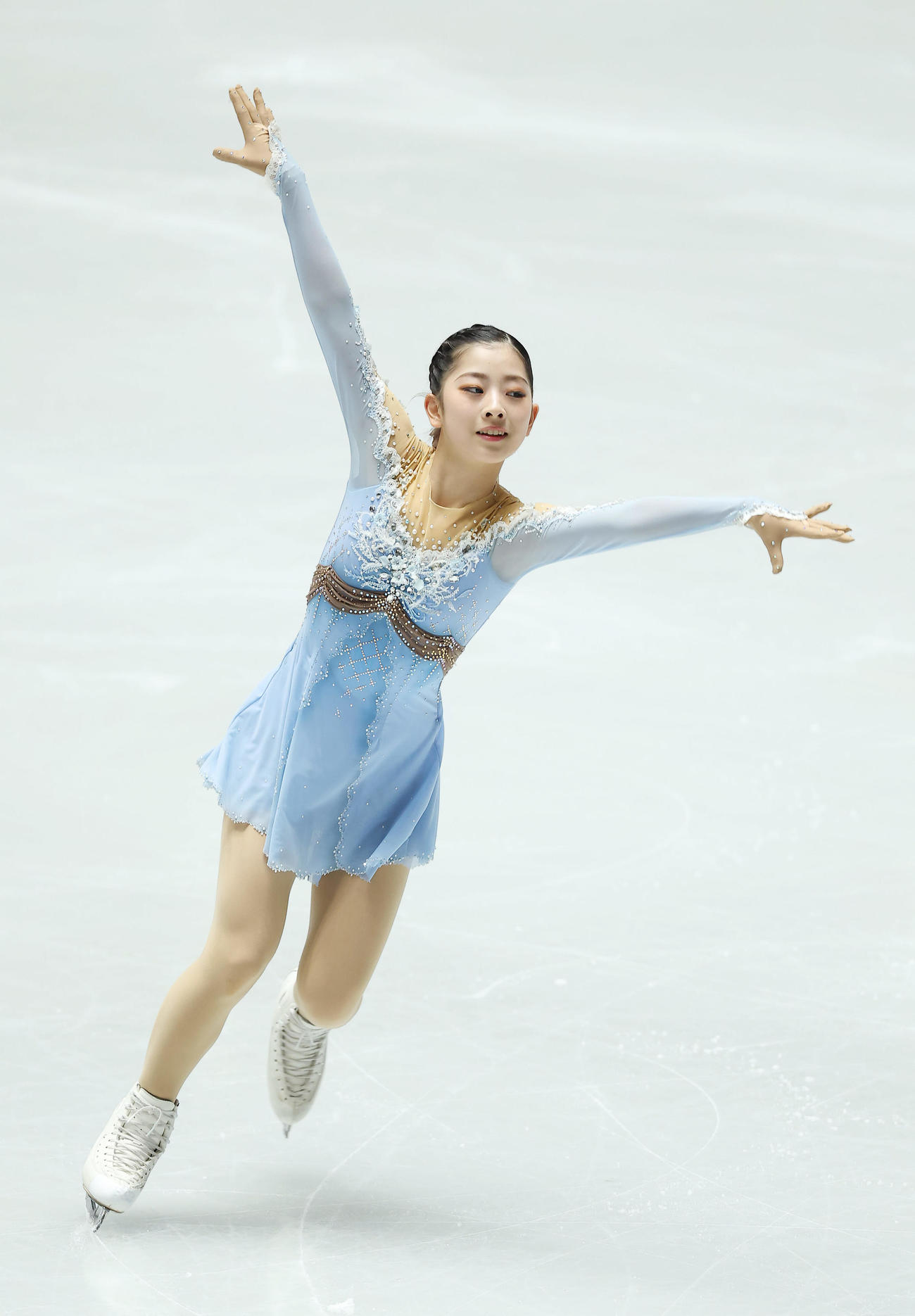 女子SPで演技する一貫田（撮影・前田充）