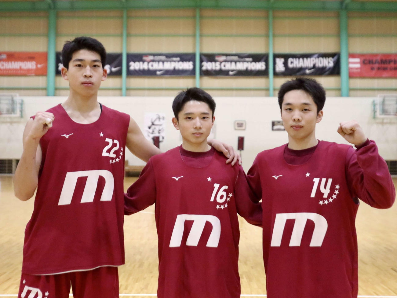 ウインターカップに意気込む左から仙台大明成男子・三浦、小田嶌、新井（撮影・高橋香奈）