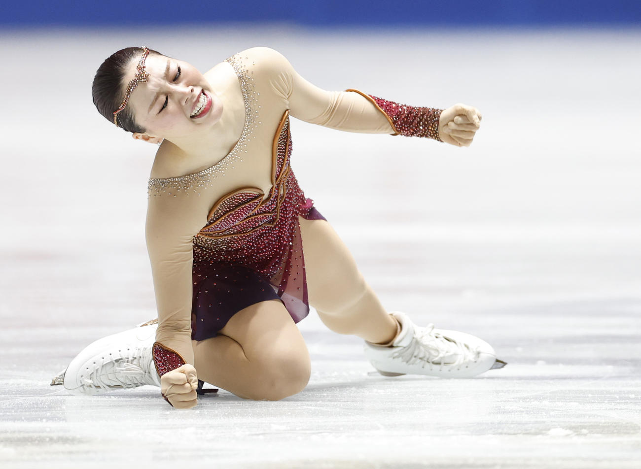 女子フリーの演技を終えた樋口新葉＝国立代々木競技場（共同）