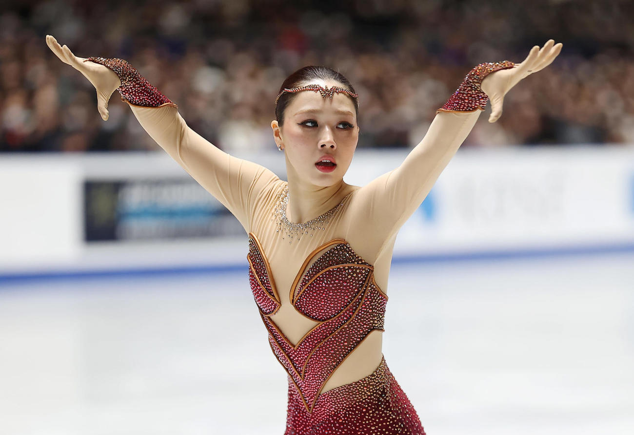 全日本フィギュア　女子フリーで演技する樋口新葉（2025年12月21日撮影）
