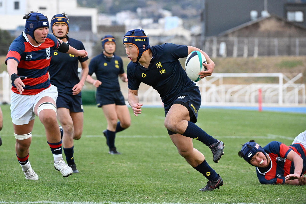 関西学院対国学院栃木　後半、国学院栃木・池田がトライを決める（撮影・滝沢美穂子）