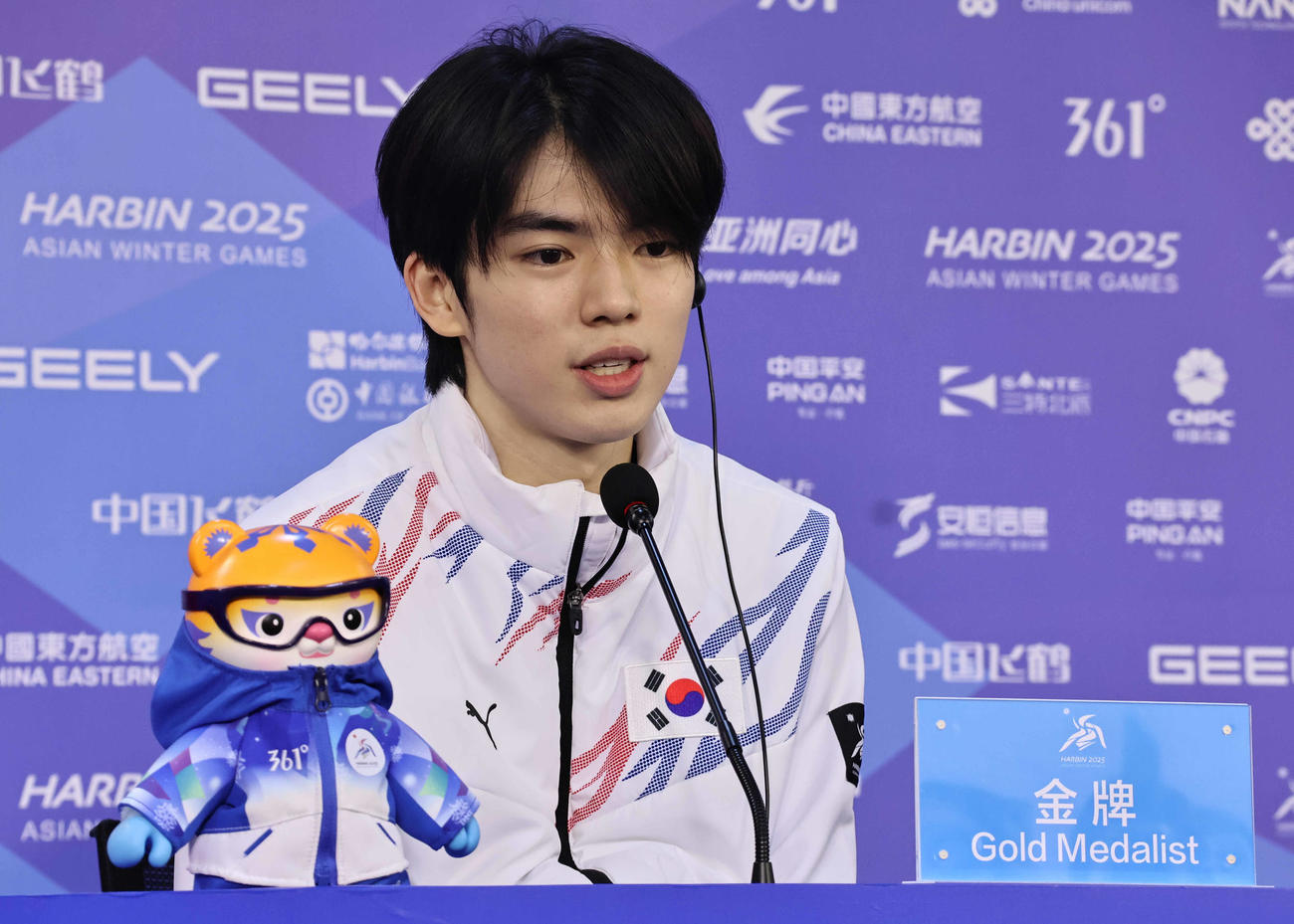 会見に出席したチャ・ジュンファン（2025年2月撮影）