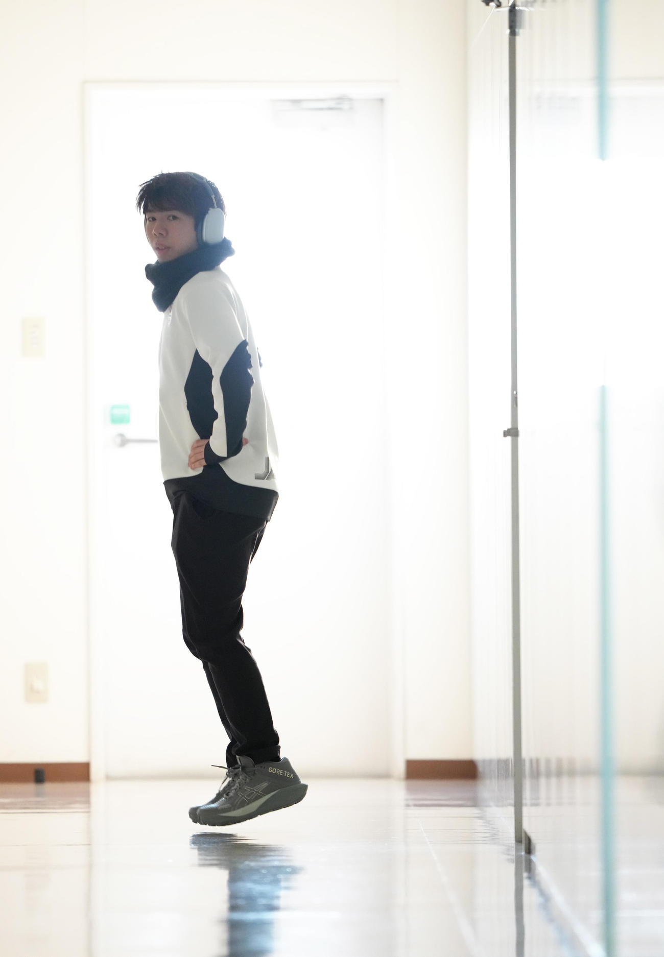 練習を公開した佐藤（撮影・足立雅史）