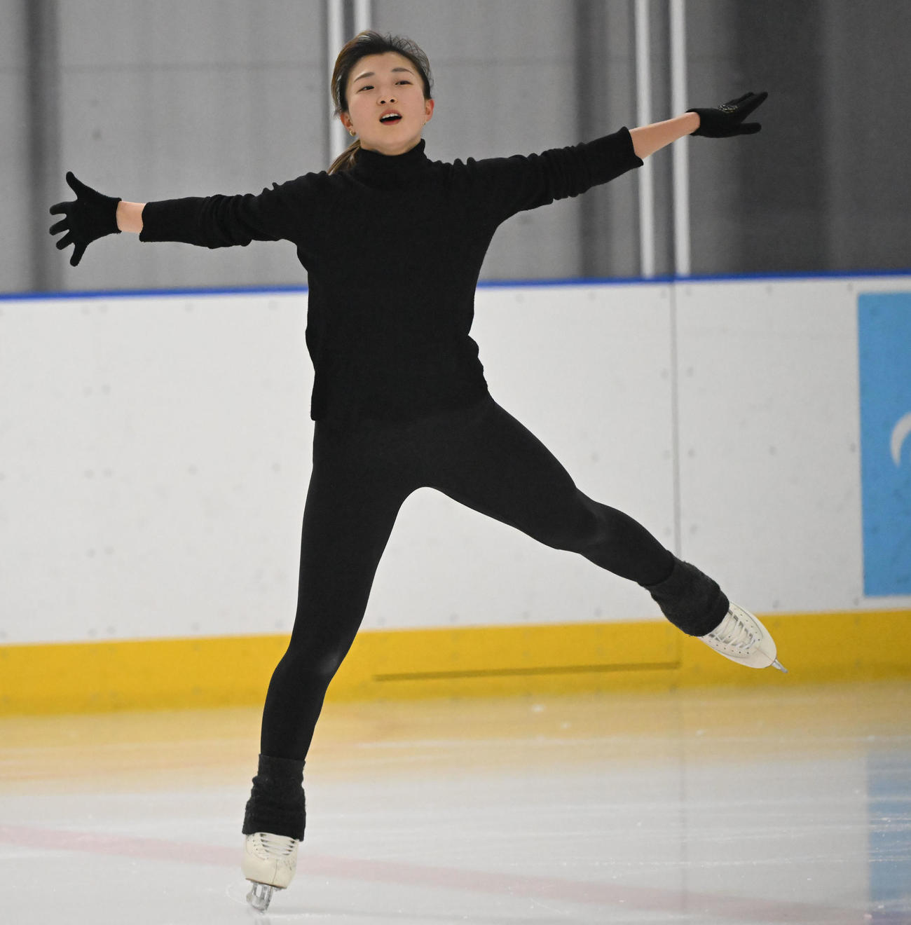 ミラノコルティナ五輪に向け、練習を公開した坂本花織（撮影・和賀正仁）