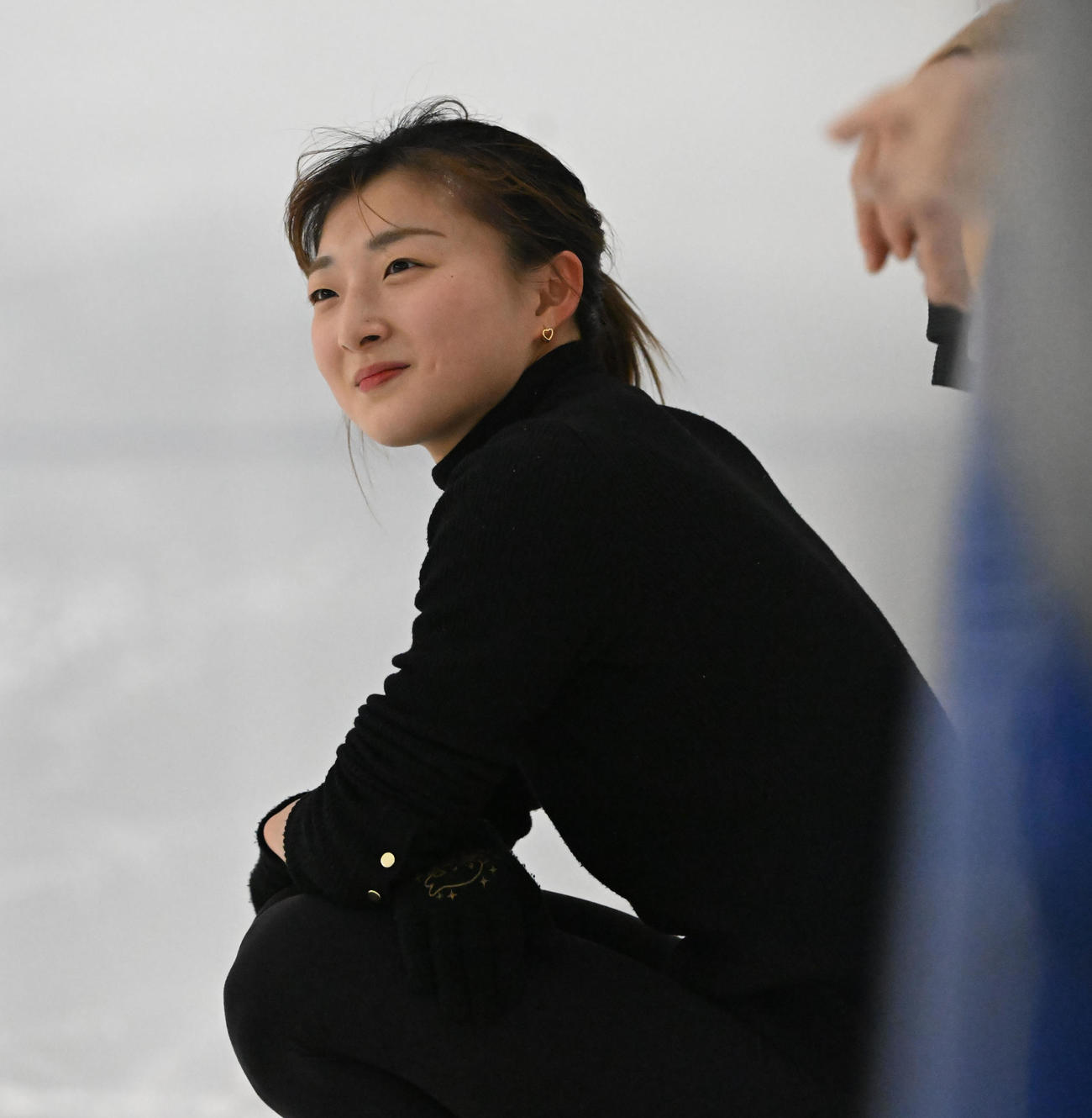 明るい表情で練習に取り組む坂本花織（撮影・和賀正仁）
