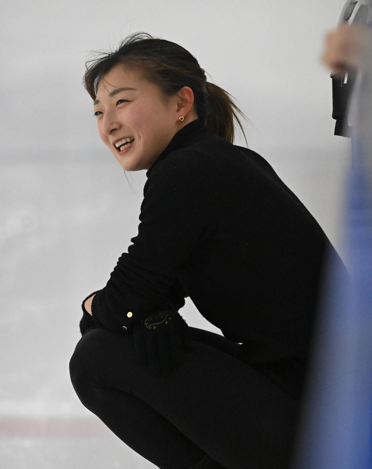 明るい表情で練習に取り組む坂本花織（撮影・和賀正仁）
