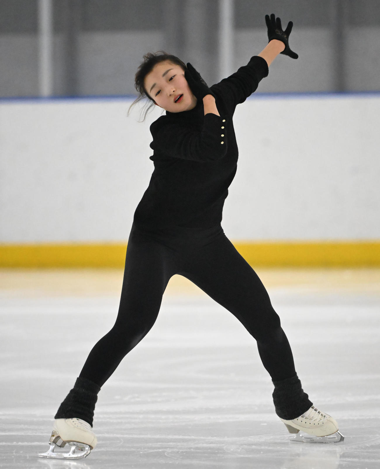 ミラノコルティナ五輪に向け、練習を公開した坂本花織（撮影・和賀正仁）