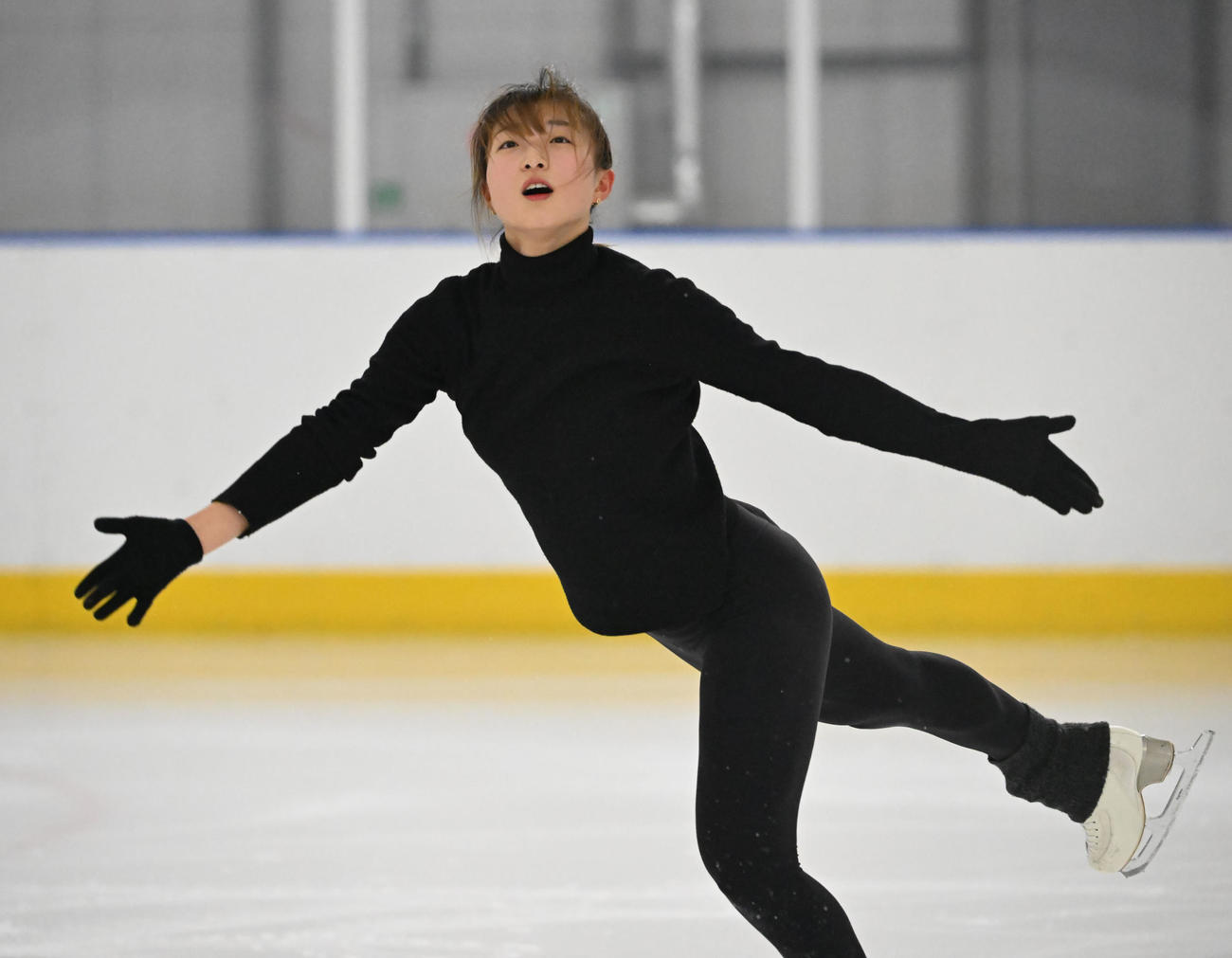 ミラノコルティナ五輪に向け、練習を公開した坂本花織（撮影・和賀正仁）