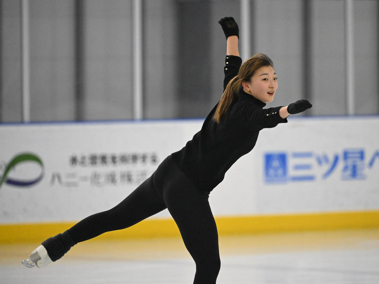 ミラノコルティナ五輪に向け、練習を公開した坂本花織（撮影・和賀正仁）