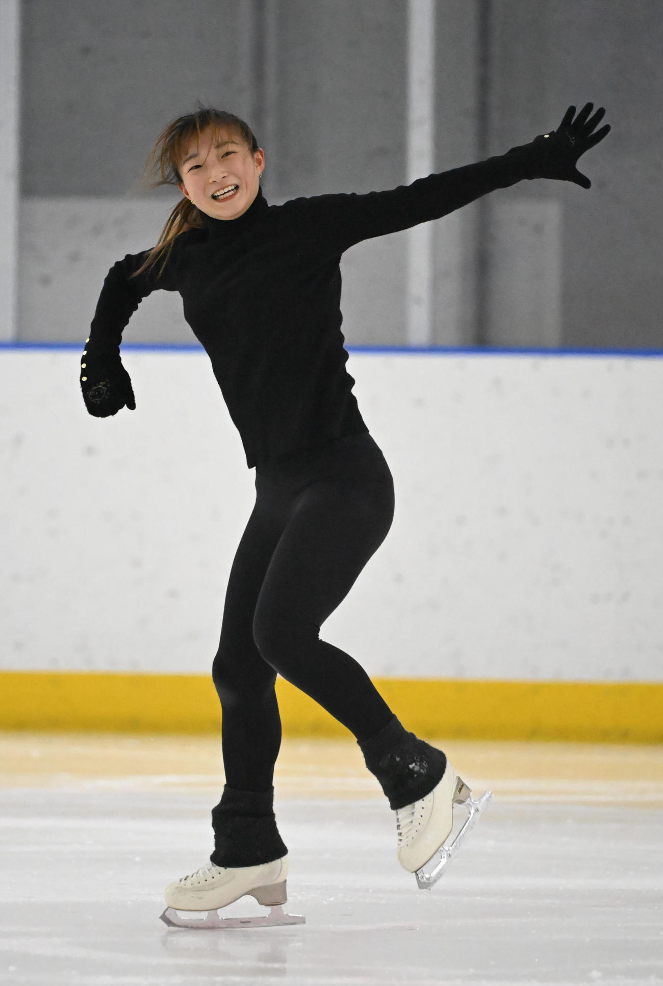 ミラノコルティナ五輪に向け、練習を公開した坂本花織（撮影・和賀正仁）