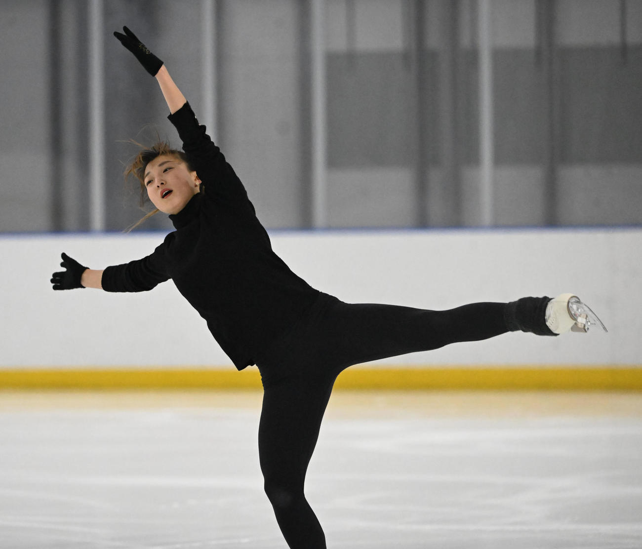 ミラノコルティナ五輪に向け、練習を公開した坂本花織（撮影・和賀正仁）