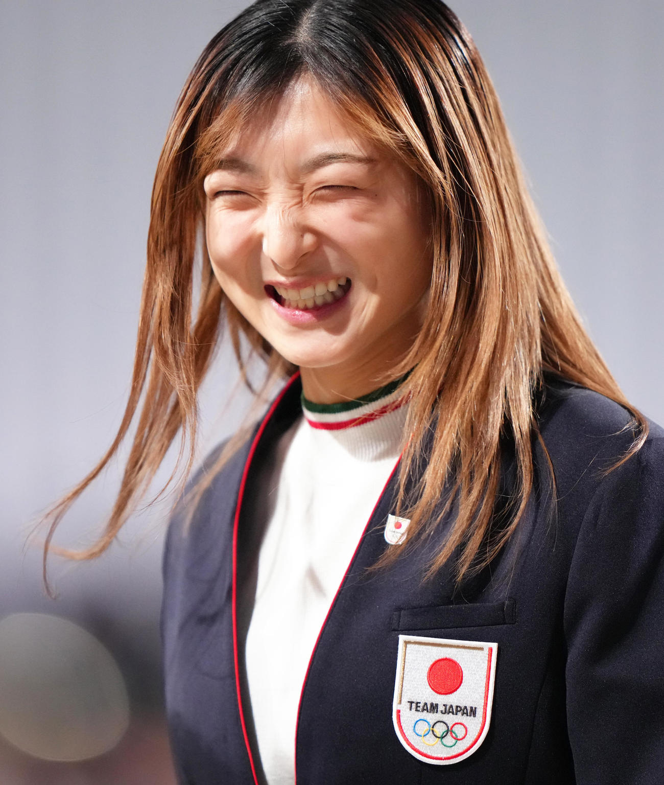 壮行会を前に、笑顔を見せる坂本（撮影・足立雅史）