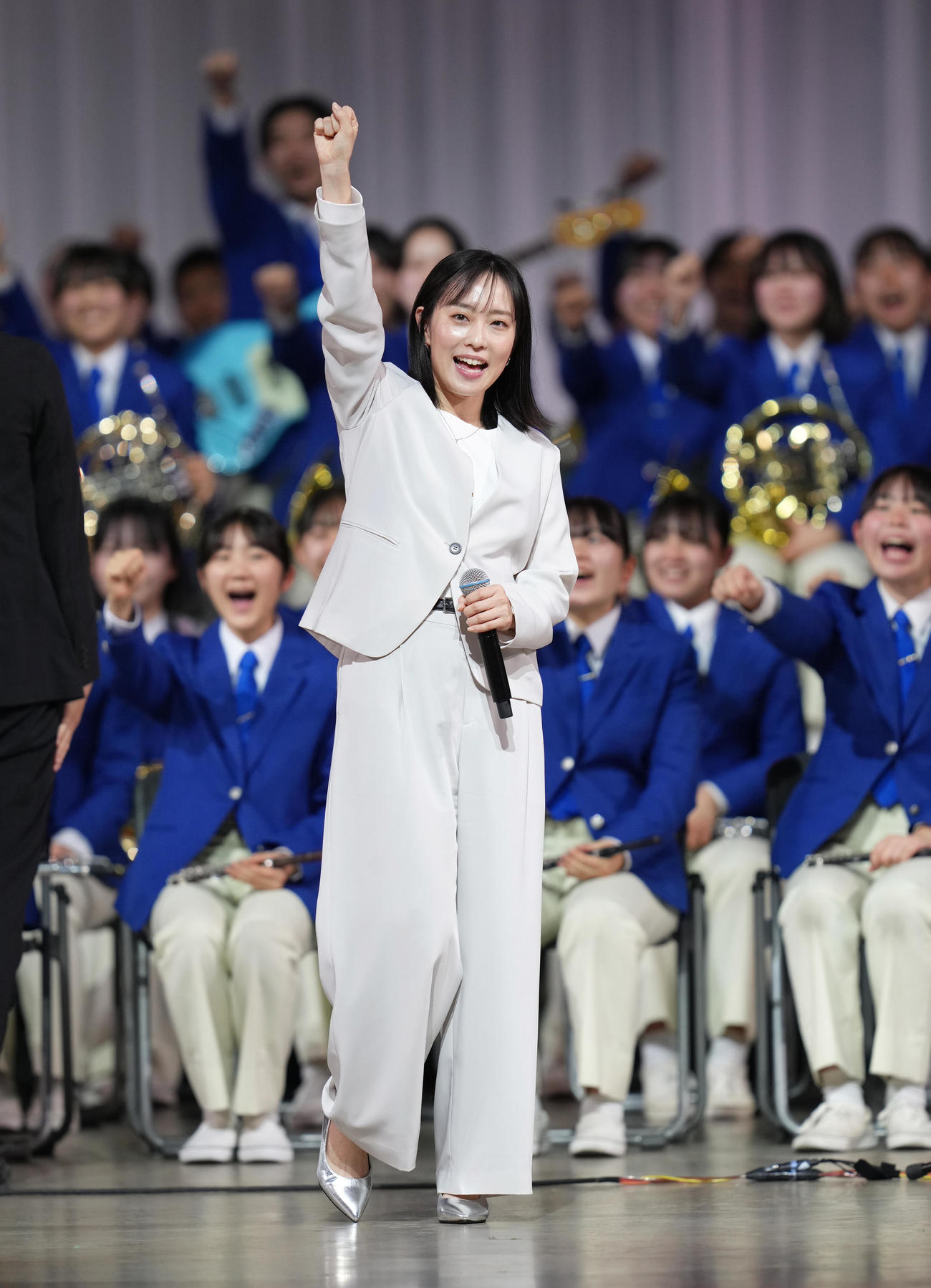 壮行会で日本選手団にエールを送る石川氏（撮影・足立雅史）