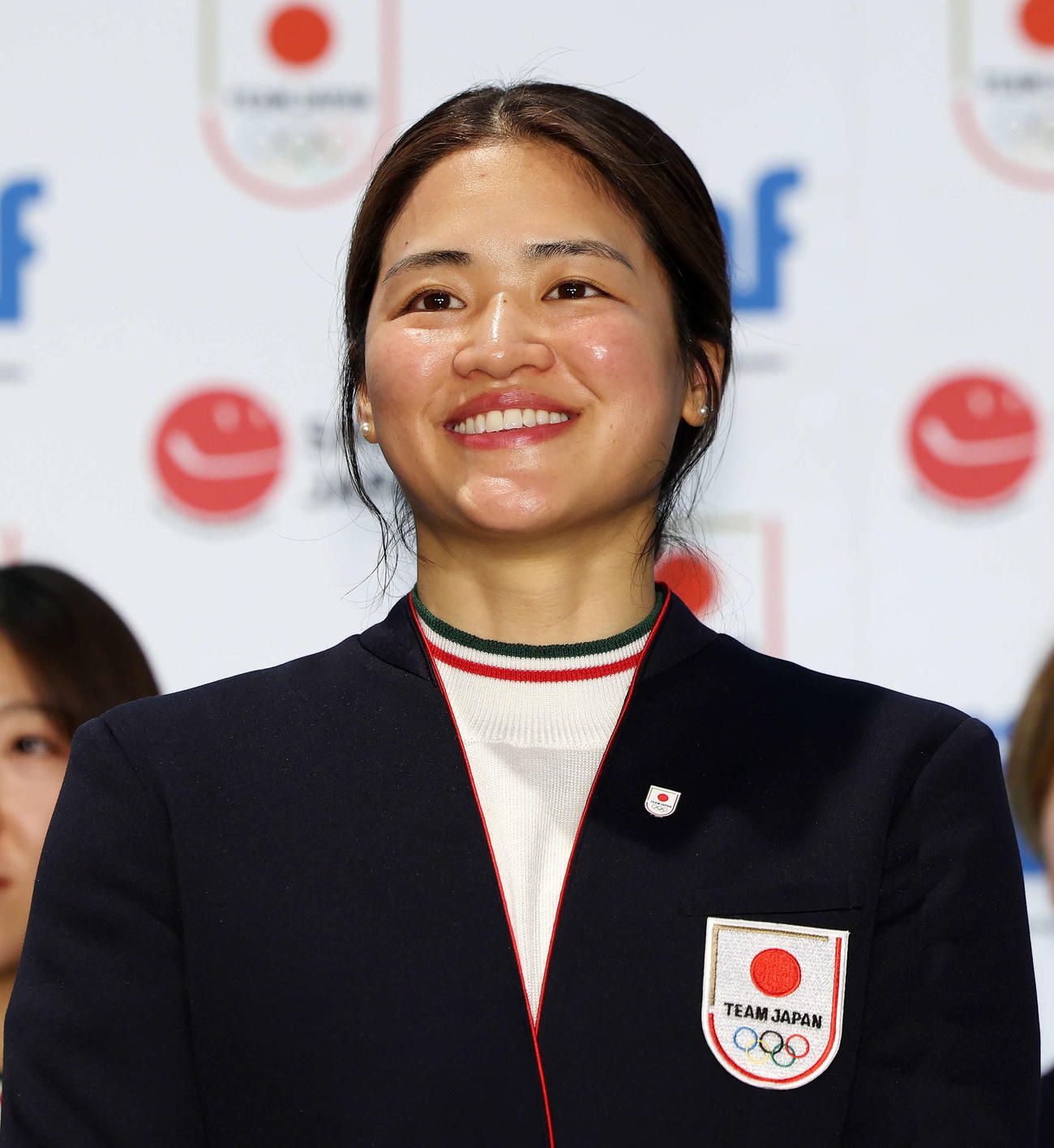ミラノ・コルティナ五輪壮行会に臨むスマイルジャパン細山田（撮影・宮地輝）