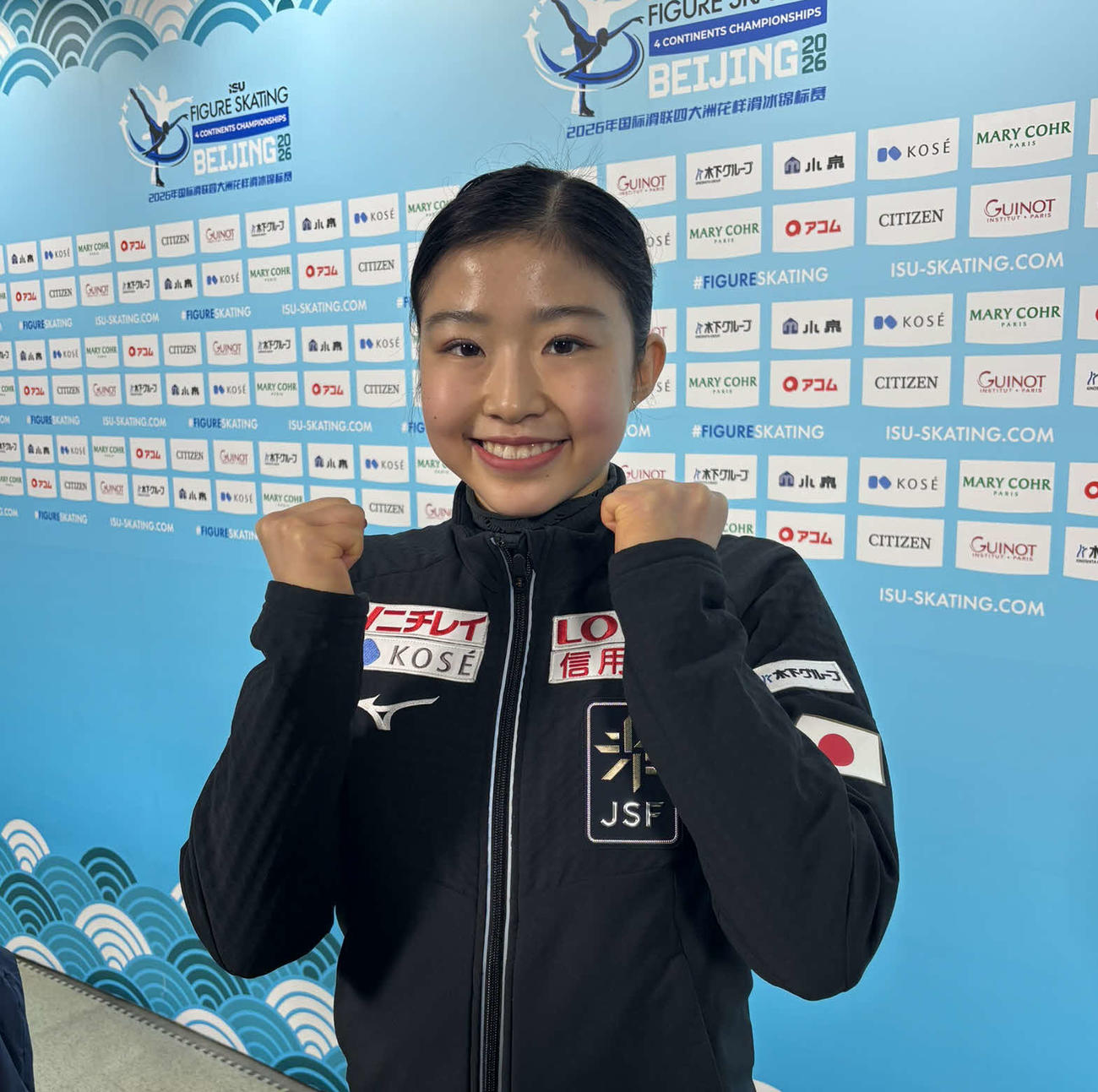 4大陸選手権の公式練習を終え、ポーズを取る千葉（撮影・勝部晃多）
