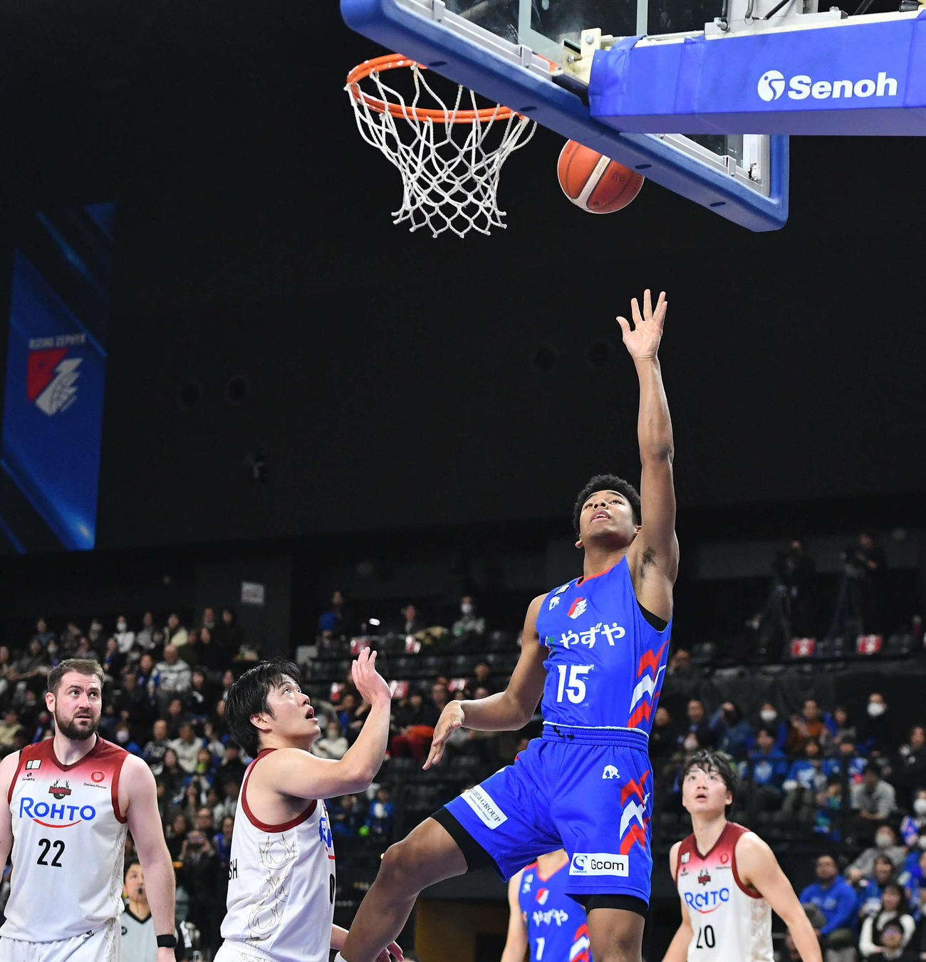 福岡対奈良　4Q、加入後初ゴールを決める福岡白谷（撮影・岩下翔太）