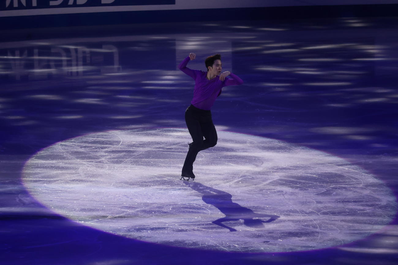 4大陸選手権のエキシビションで演じる友野（撮影・勝部晃多）