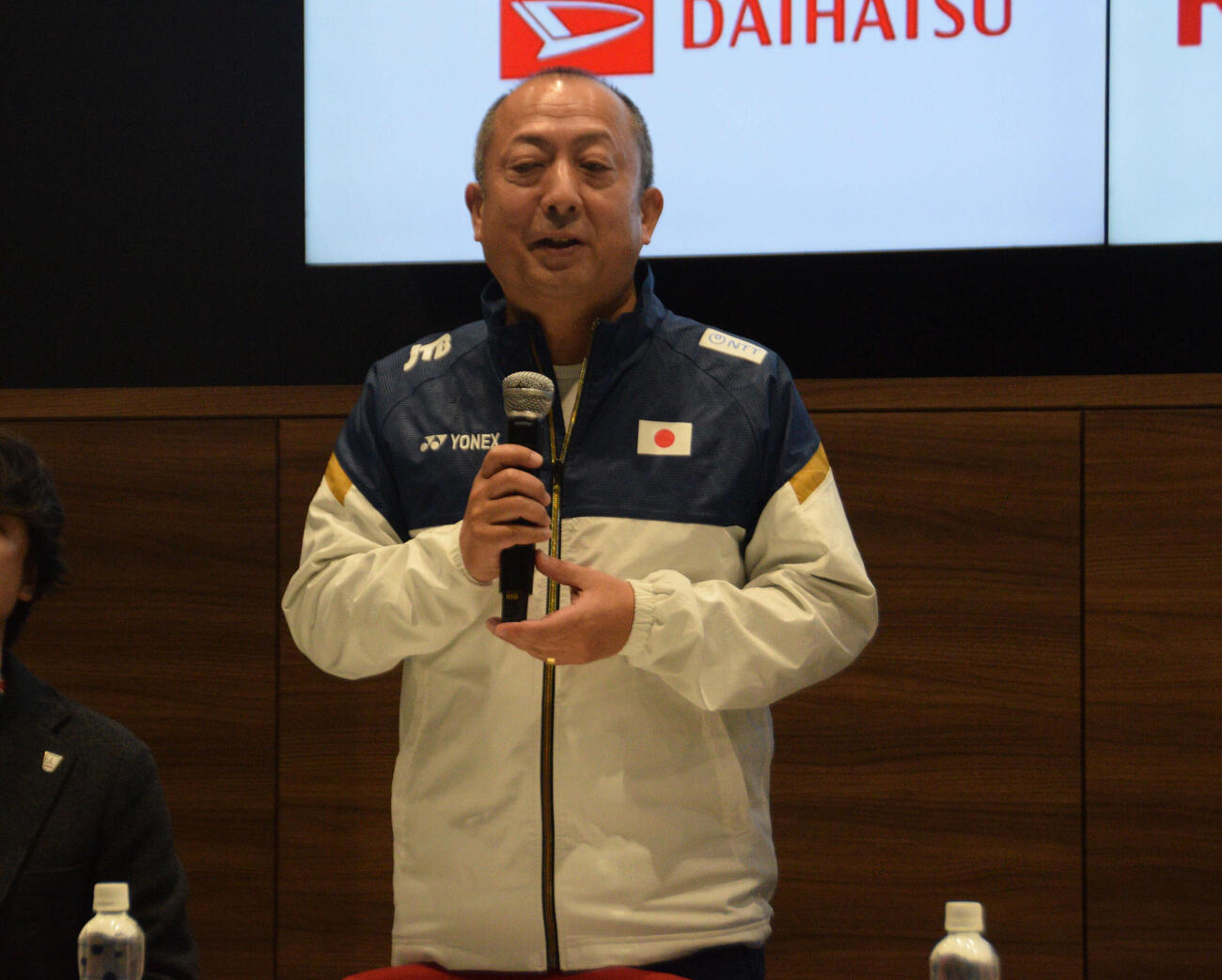 代表発表の会見に出席した大堀ヘッドコーチ（撮影・泉光太郎）