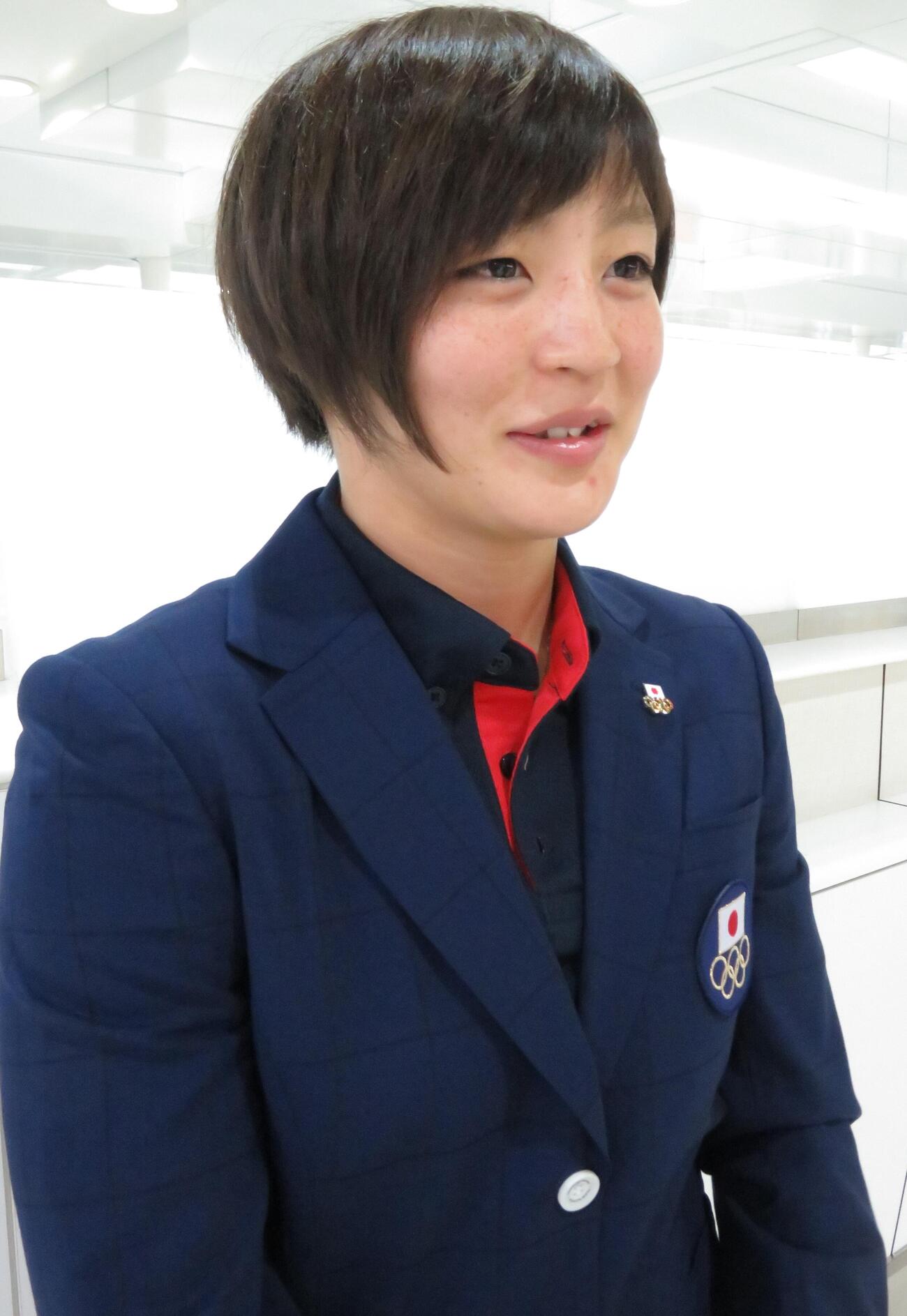 ジャカルタ・アジア大会への意気込みを語る角田夏実（2018年8月）