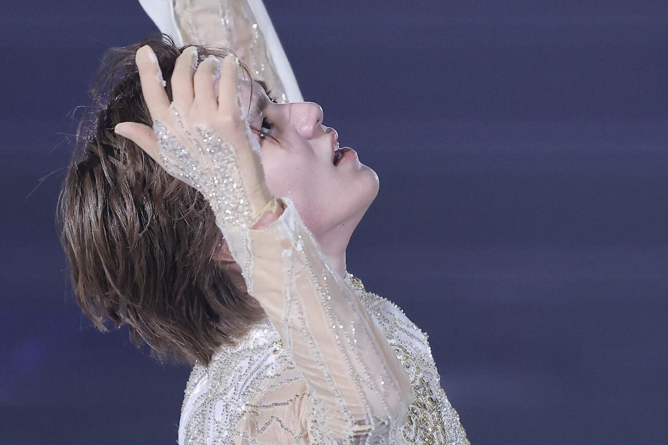 華麗なパフォーマンスを披露する宇野昌磨さん（撮影・河田真司）