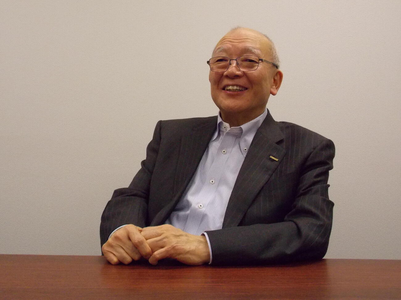 ラグビーへの熱い思いを語る井門グループの井門義博社長（撮影・松本航）
