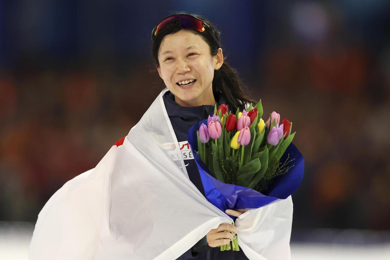 女子オールラウンド部門で総合3位になった高木美帆。今大会限りで現役を退く（ゲッティ＝共同）