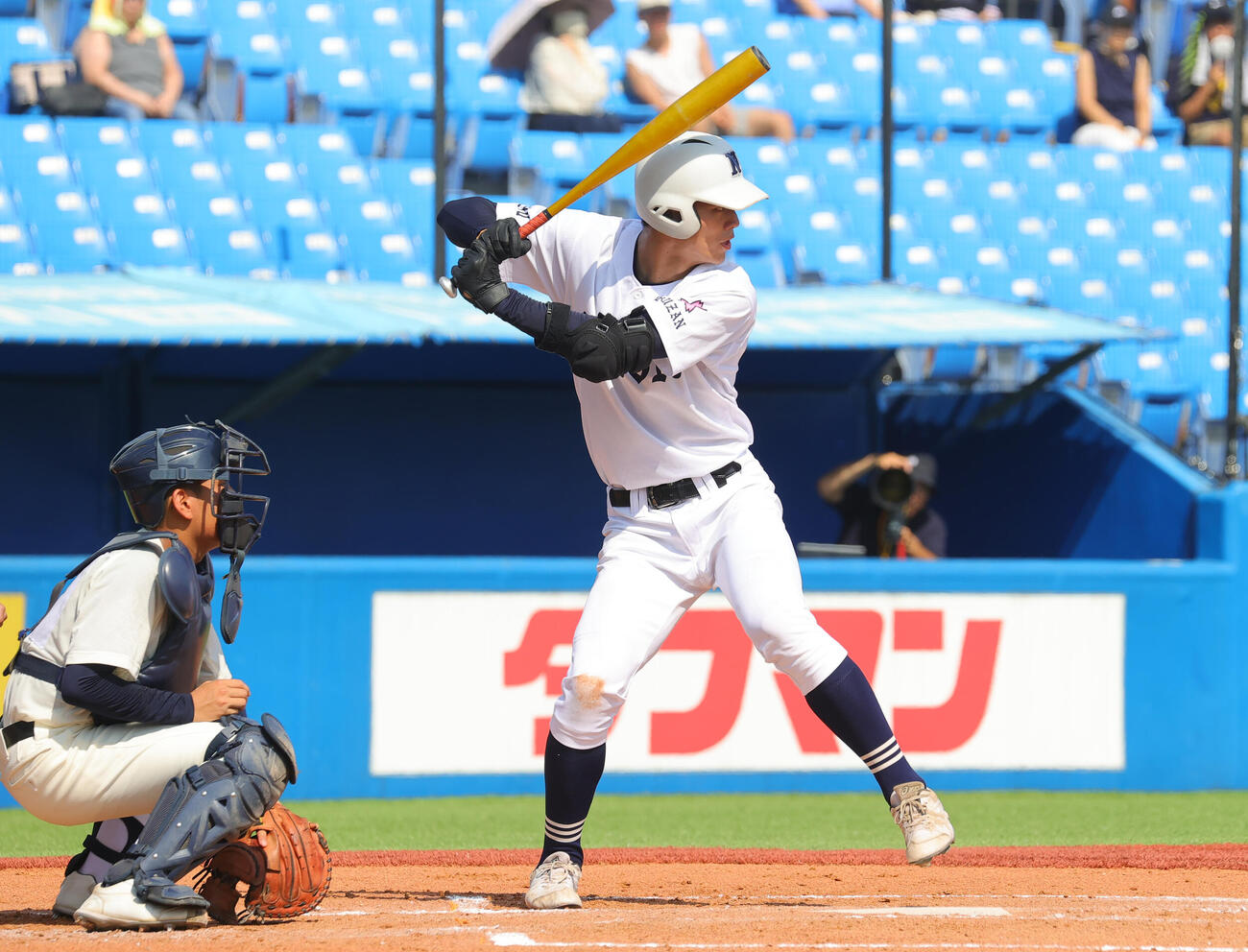 23年7月、日大豊山時代の光永翔音の打撃フォーム
