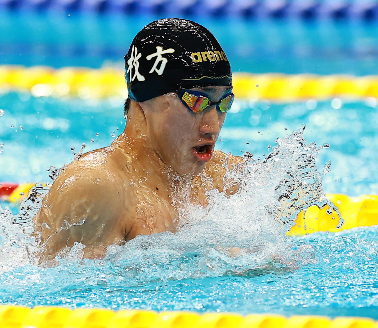 男子50メートル平泳ぎで優勝した大橋（撮影・野上伸悟）