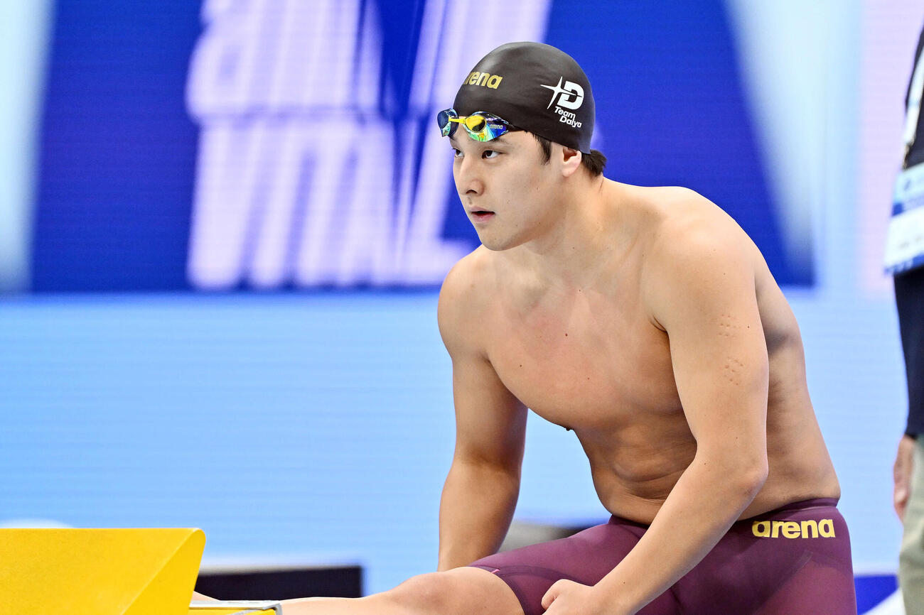 男子200メートル個人メドレー予選に臨む瀬戸（撮影・滝沢徹郎）