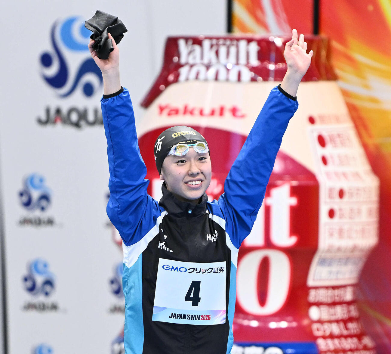 女子800メートル自由形決勝に臨む梶本一（撮影・滝沢徹郎）