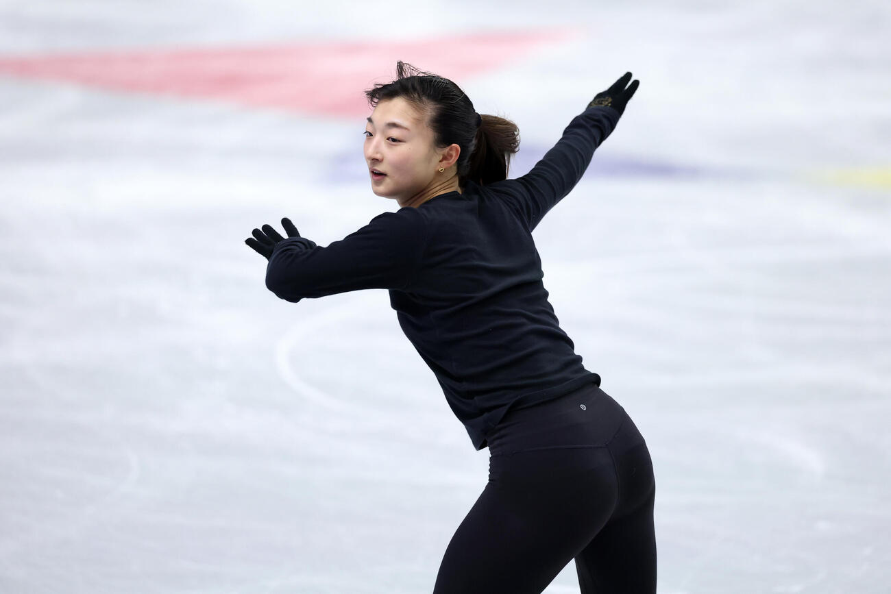 フィギュア世界選手権　公式練習で調整する坂本花織（撮影・PNP）